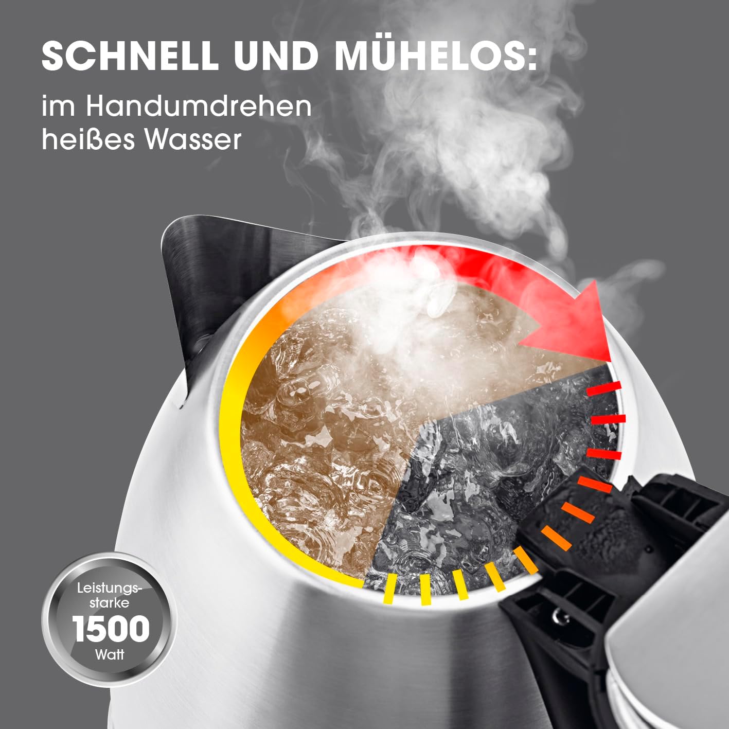 GOURMETmaxx Edelstahl-Wasserkocher 1,8 L