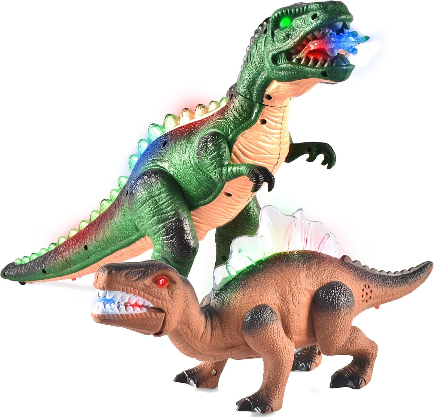 JOYIN 2 Pack LED Light Up T-Rex Walking Realistic Dinosaur Dinosaurier Spielzeug