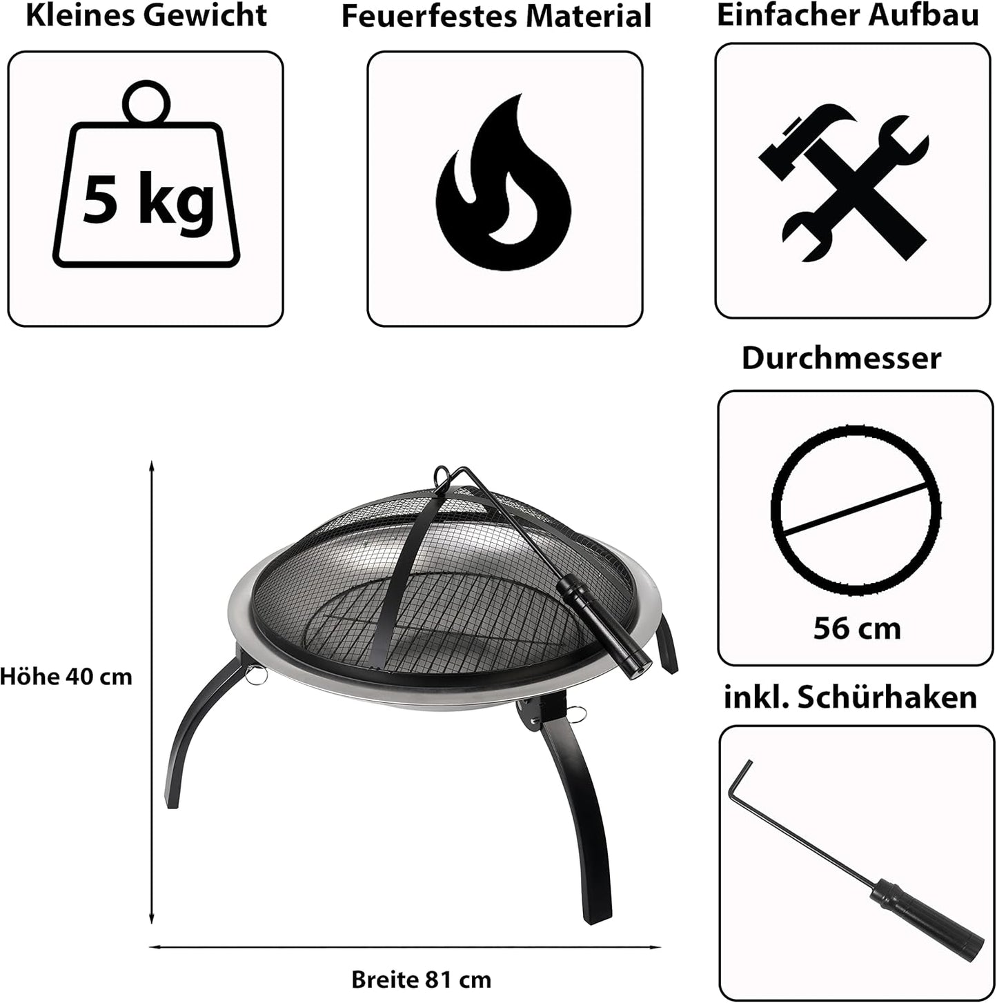 ACTIVA Feuerstelle Feuerschale Edelstahl