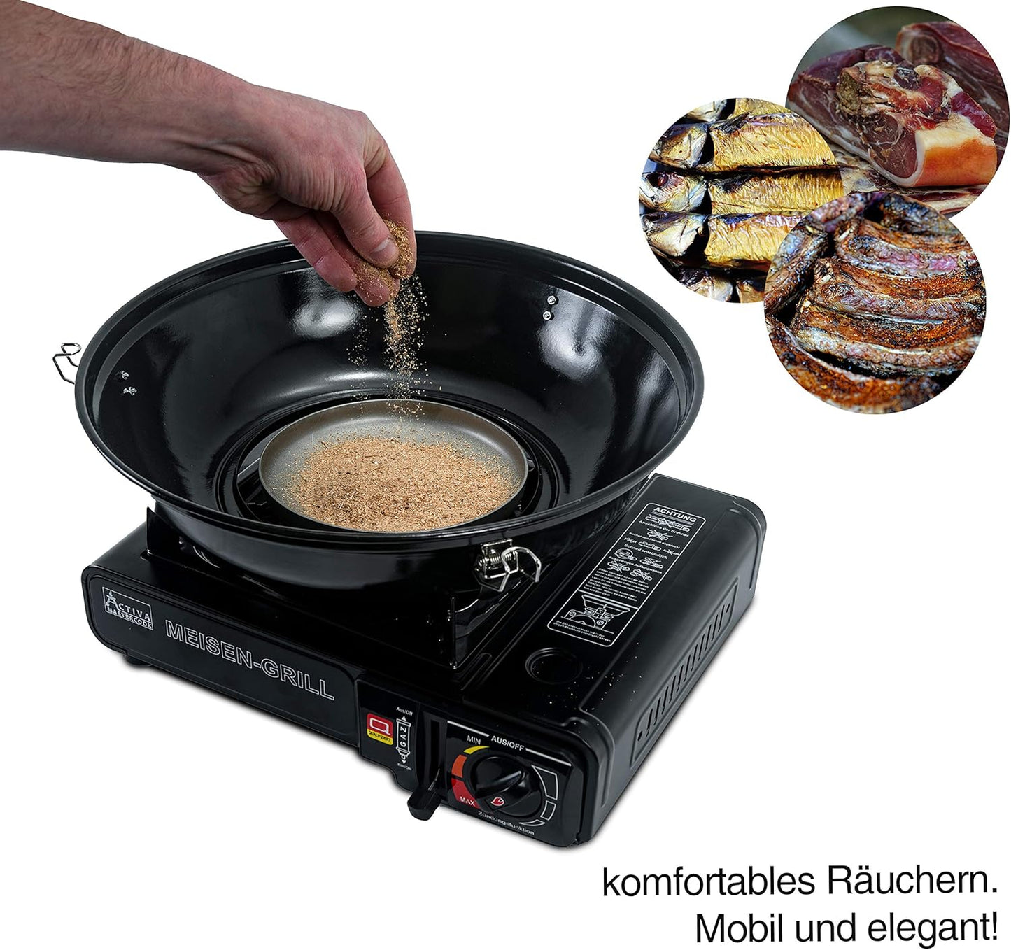 ACTIVA Meisen Gaskocher I Campingkocher inkl. Grilltopf & Tragekoffer