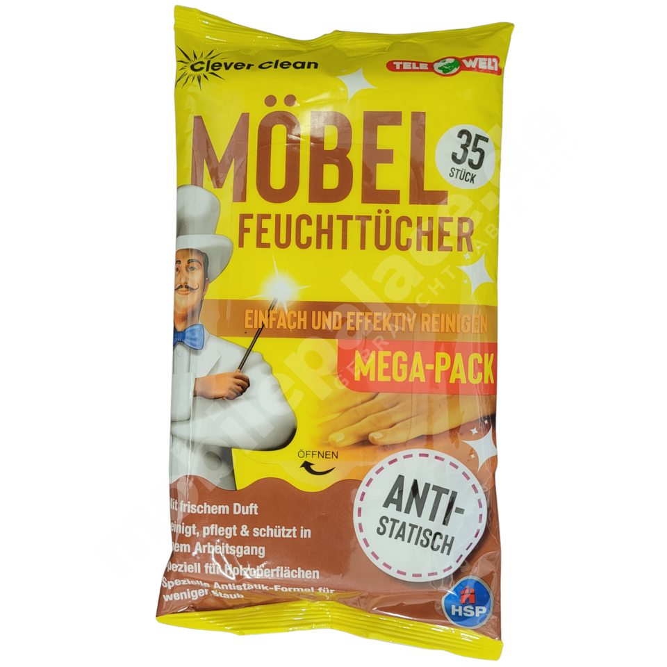 Clever Clean Möbel Reinigungstücher Feuchttücher 35 Stück MegaPack Putztücher