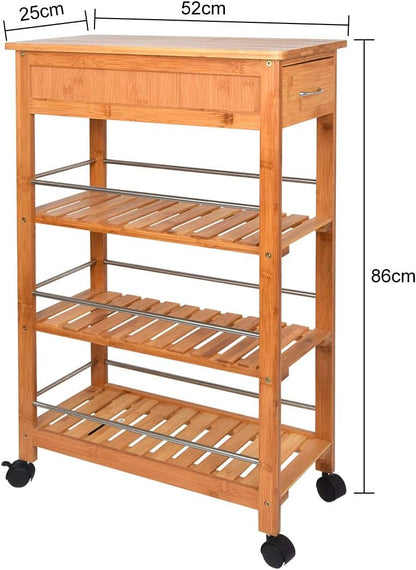 Lantaly Platzsparender Bambus-Küchenwagen