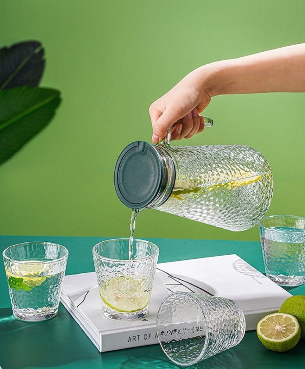 Wasserkaraffe 1,8 Liter Krug Karaffe 6 Gläser je 250ml Glas 7 tlg Set