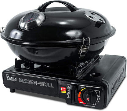 ACTIVA Meisen Gaskocher I Campingkocher inkl. Grilltopf & Tragekoffer