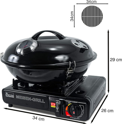 ACTIVA Meisen Gaskocher I Campingkocher inkl. Grilltopf & Tragekoffer