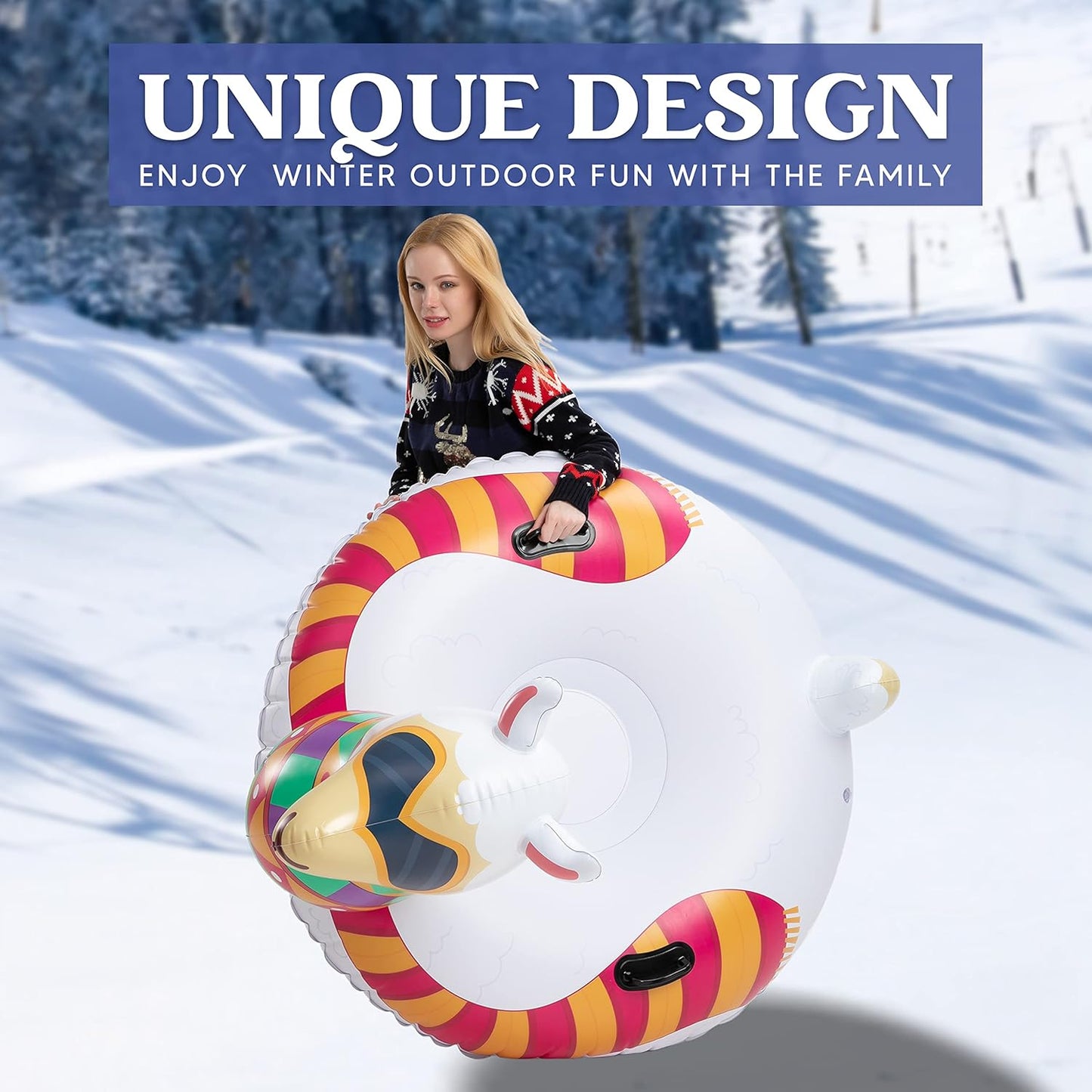 JOYIN 119,4 cm aufblasbare Schneerohr für Kinder und Erwachsene