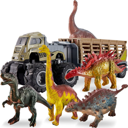 kimonca Kinder Dinosaurier Spielzeug, Transporter LKW Dinosaurier Figuren