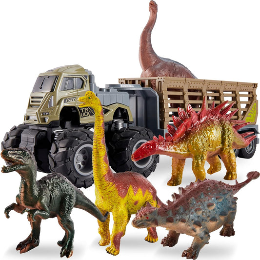 kimonca Kinder Dinosaurier Spielzeug, Transporter LKW Dinosaurier Figuren