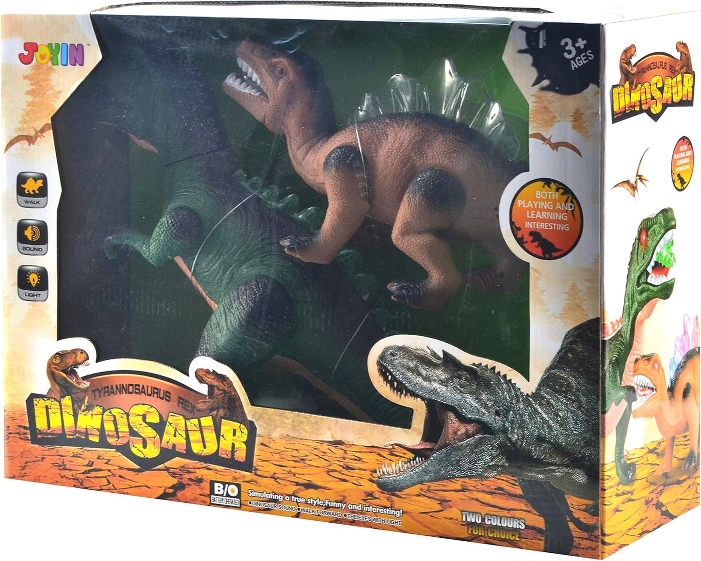 JOYIN 2 Pack LED Light Up T-Rex Walking Realistic Dinosaur Dinosaurier Spielzeug