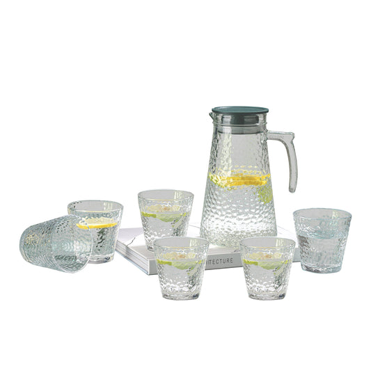 Wasserkaraffe 1,8 Liter Krug Karaffe 6 Gläser je 250ml Glas 7 tlg Set