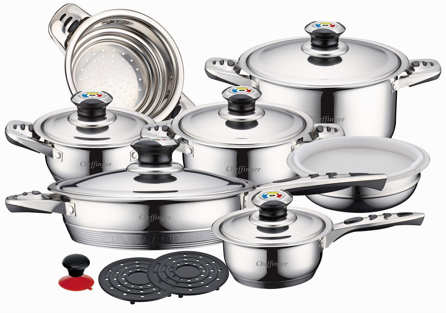 Topf-Set 16-Teilig Kochtopf Set Kochtöpfe Topf Edelstahl für alle Herdarten