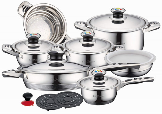 Topf-Set 16-Teilig Kochtopf Set Kochtöpfe Topf Edelstahl für alle Herdarten