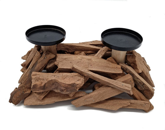Treibholz Kerzenhalter für 2 Kerzen - 31x19 cm - Holz Ständer Halter Tisch Deko
