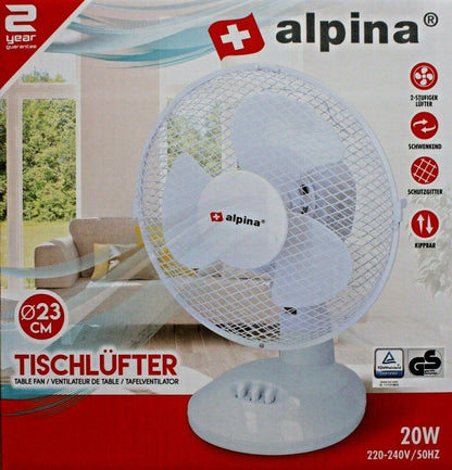 Tischventilator Ventilator Tischlüfter Luftkühler alpina Ø30cm Standventilator